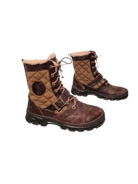 Polo Ralph Lauren Brown Leather Lace-Up Harness Combat Boots Men's Size 8D